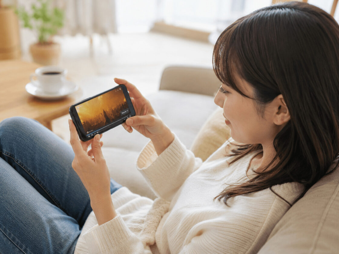 YouTube動画広告をスマートフォンで視聴しているユーザー
